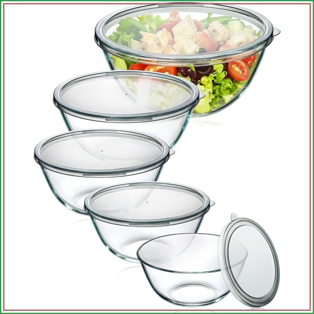 Kitchen Glass Baking Set - Glass Mixing Bowls With Lids Set
