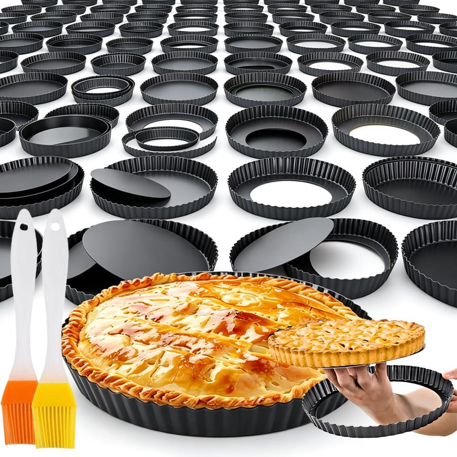 Tart Pan Loose - 2pcs Fluted Edge Loose Base Pie