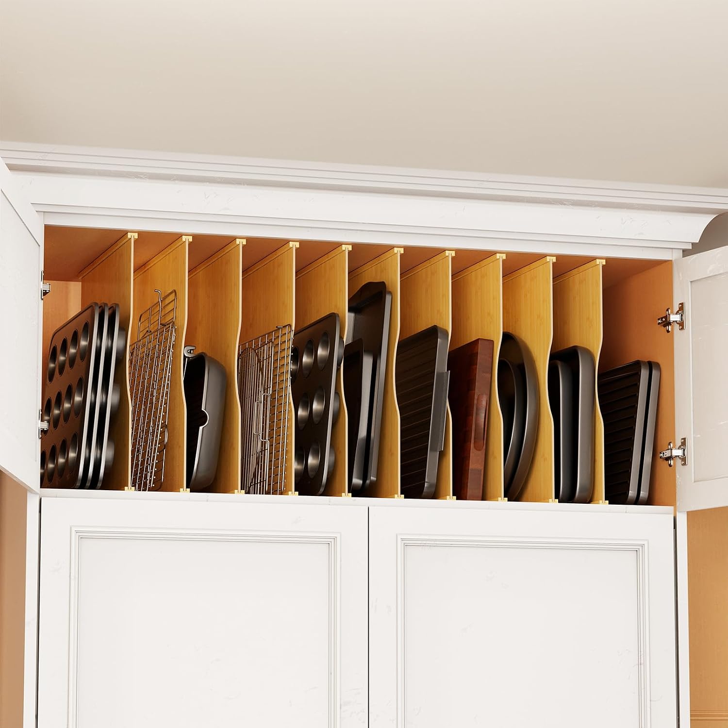 Kitchen Baking Organization - 10 Pack Bamboo Tray Dividers for