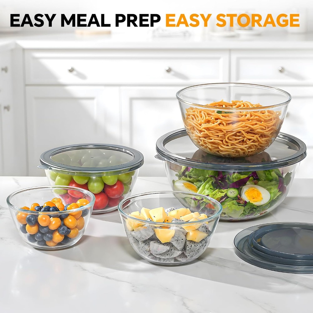 Glass Mixing Bowls With Lids S - Kitchen Glass Baking Set recension och pris