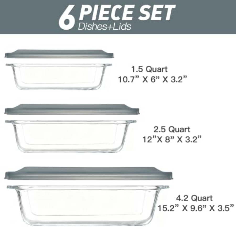 6-Piece Extra-Deep Glass Bakin - Kitchen Glass Baking Set recension och pris